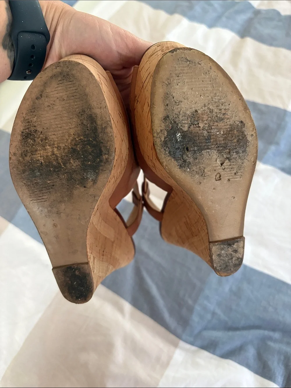 Steve Madden Brown Leather Cork Wedge Sandals